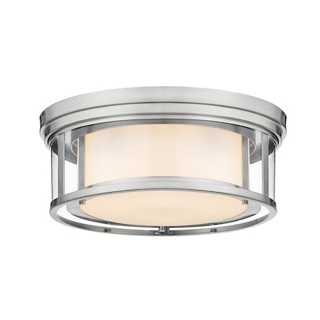 Z-Lite Willow 3 Light Flush Mount, Brushed Nickel, Inner White & Outer Clear 426F16-BN